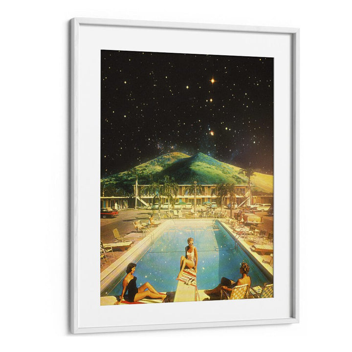 Space Pool Surreal Paintings Surreal Art Prints in White Frame With Mount