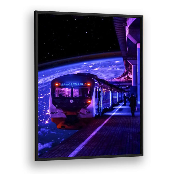 Space Train II By Ritvik Takkar Surrealism in Black Plain Frame