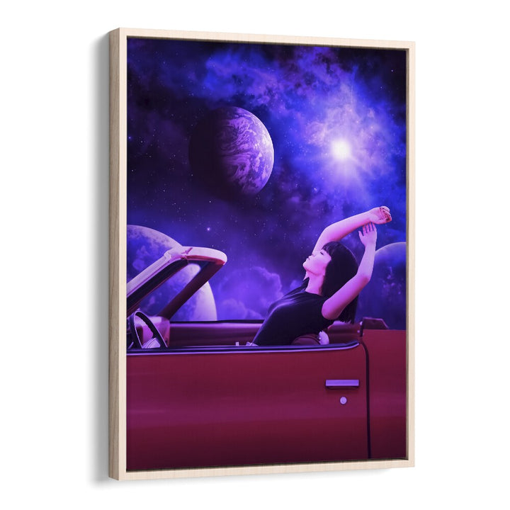 Space Trip by Ritvik Takkar Surrealism in Oak Wood Floater Frame