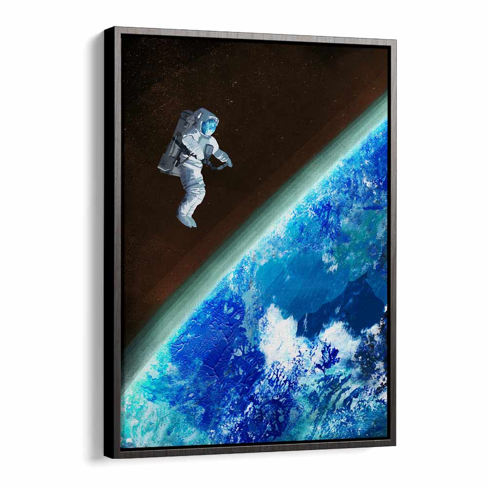 Space Walk By Goed Blauw Sci-fi-posters Wall Art Prints in Black Floater Frame