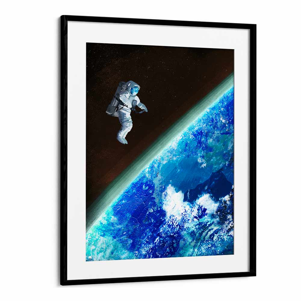 Space Walk By Goed Blauw Sci-fi-posters Wall Art Prints in Black Frame With Mount