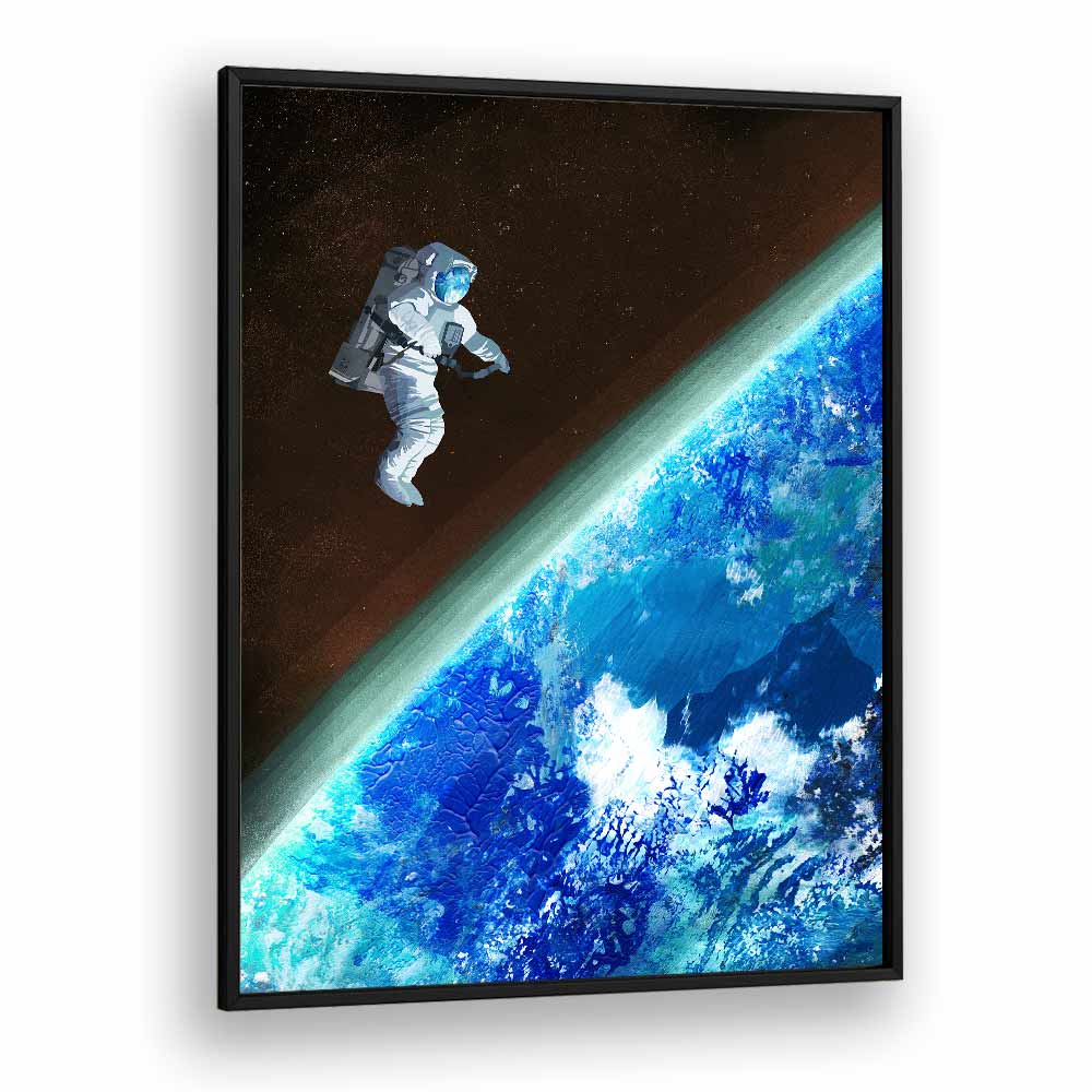 Space Walk By Goed Blauw Sci-fi-posters Wall Art Prints in Black Plain Frame