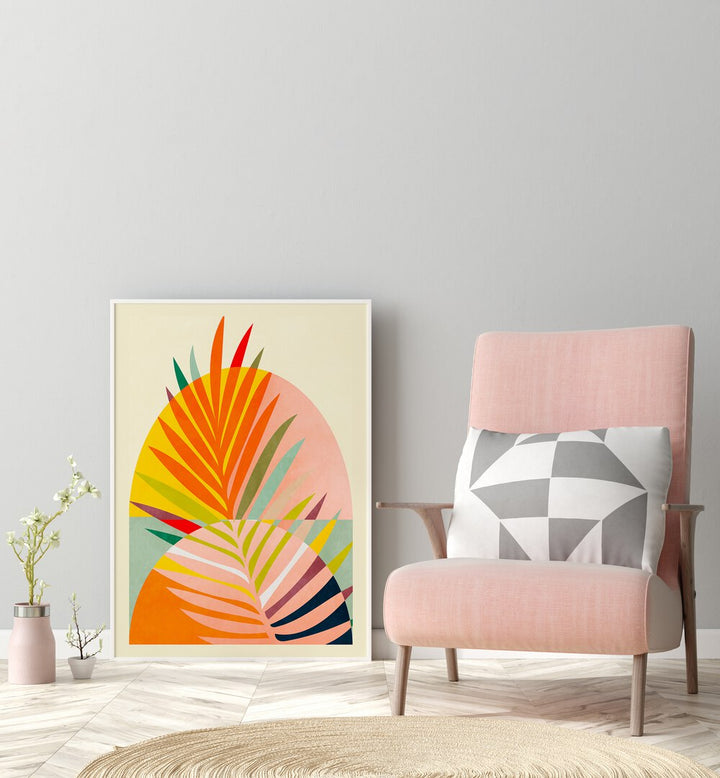 Spaces iii By Ana Rut Bre Abstract Art Abstract Wall Art in White Plain Frame placed on the floor beside a chair