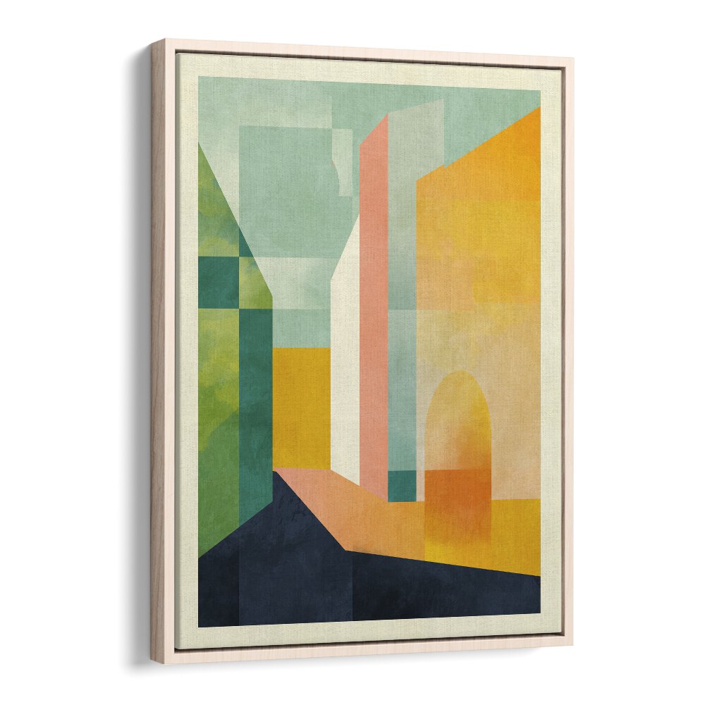 Spaces iii Town By Ana Rut Bre Abstract Art Abstract Wall Art in Oak Wood Floater Frame