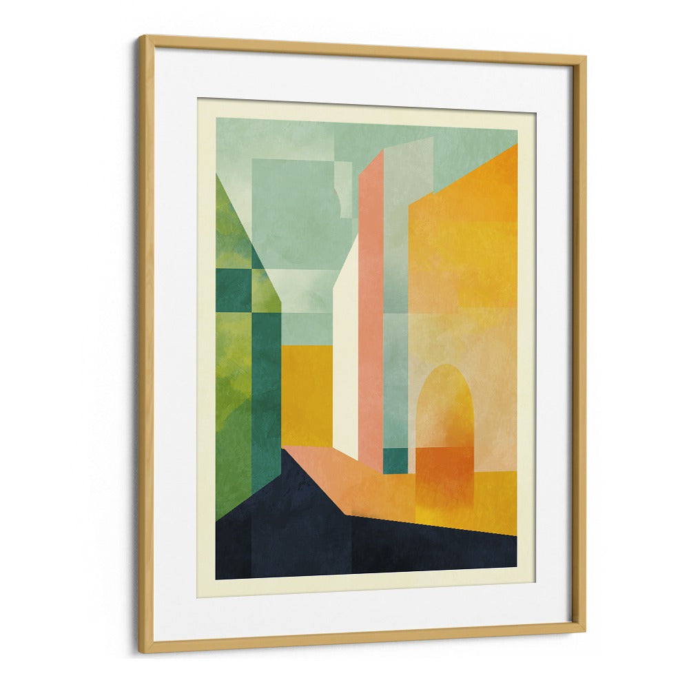 Spaces iii Town By Ana Rut Bre Abstract Art Abstract Wall Art in Oak Wood Frame With Mount