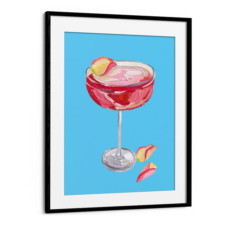 Sparkling Rose Gin Cocktail by Alice Straker Bar Posters Bar Art Prints in Black Frame With Mount