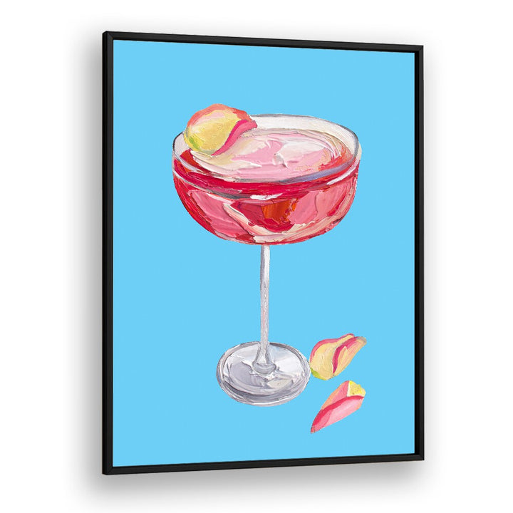 Sparkling Rose Gin Cocktail by Alice Straker Bar Posters Bar Art Prints in Black Plain Frame