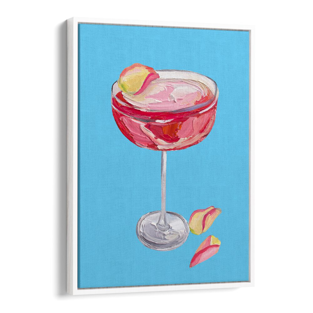 Sparkling Rose Gin Cocktail by Alice Straker Bar Posters Bar Art Prints in White Floater Frame