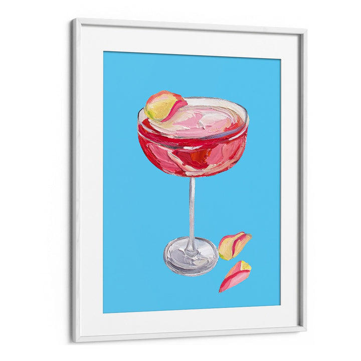 Sparkling Rose Gin Cocktail by Alice Straker Bar Posters Bar Art Prints in White Frame With Mount