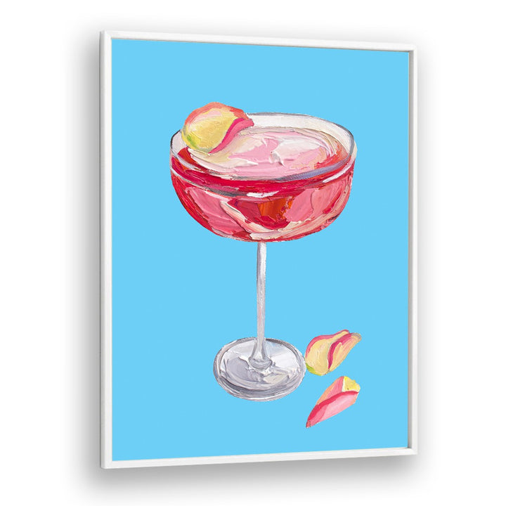 Sparkling Rose Gin Cocktail by Alice Straker Bar Posters Bar Art Prints in White Plain Frame