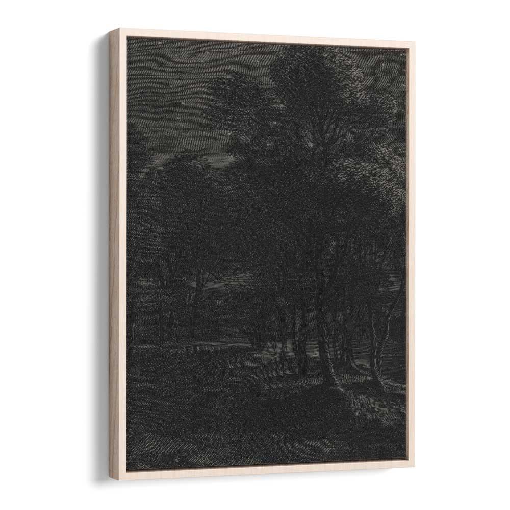 Spectral Silhouette Gothic Wall Art Prints in Oak Wood Floater Frame