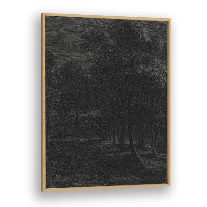 Spectral Silhouette Gothic Wall Art Prints in Oak Wood Plain Frame