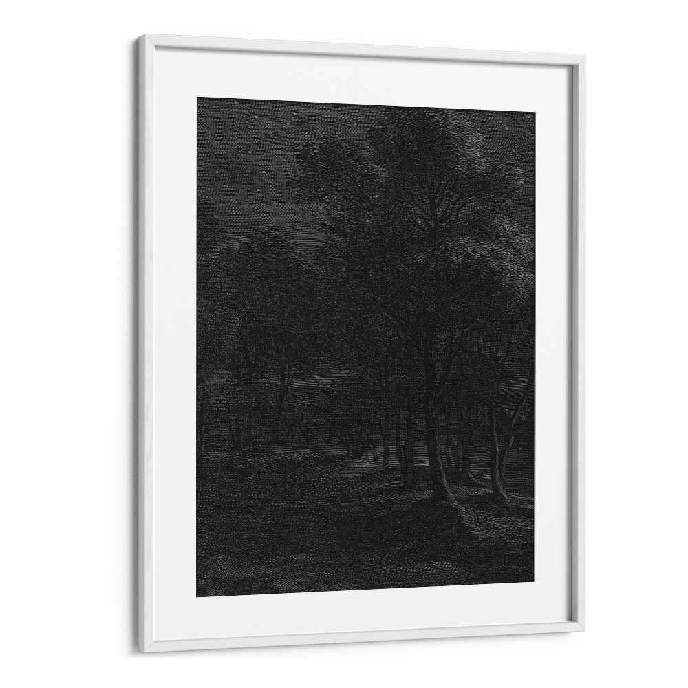 Spectral Silhouette Gothic Wall Art Prints in White Frame With Mount