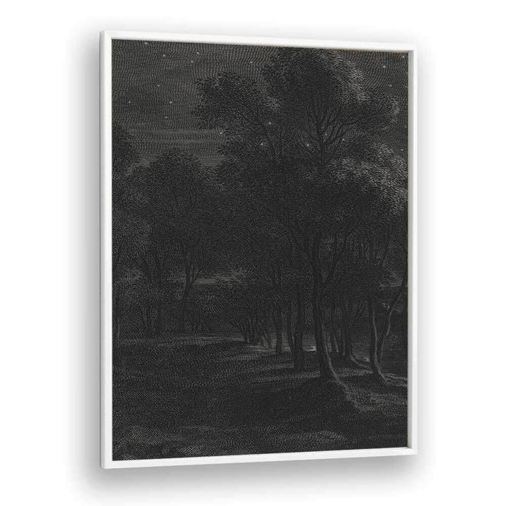 Spectral Silhouette Gothic Wall Art Prints in White Plain Frame