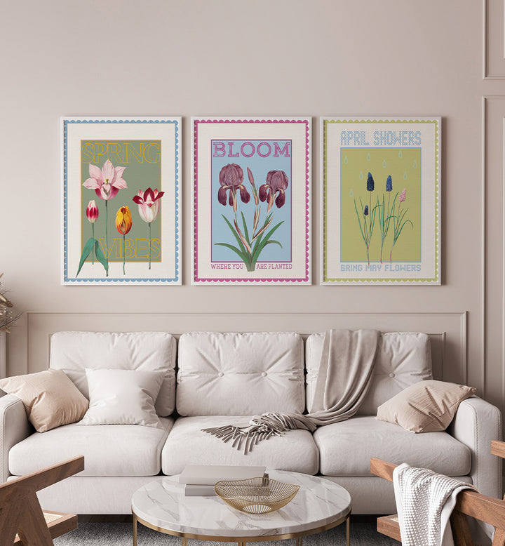 SPRING WHISPER , SET OF 3 PAINTINGS