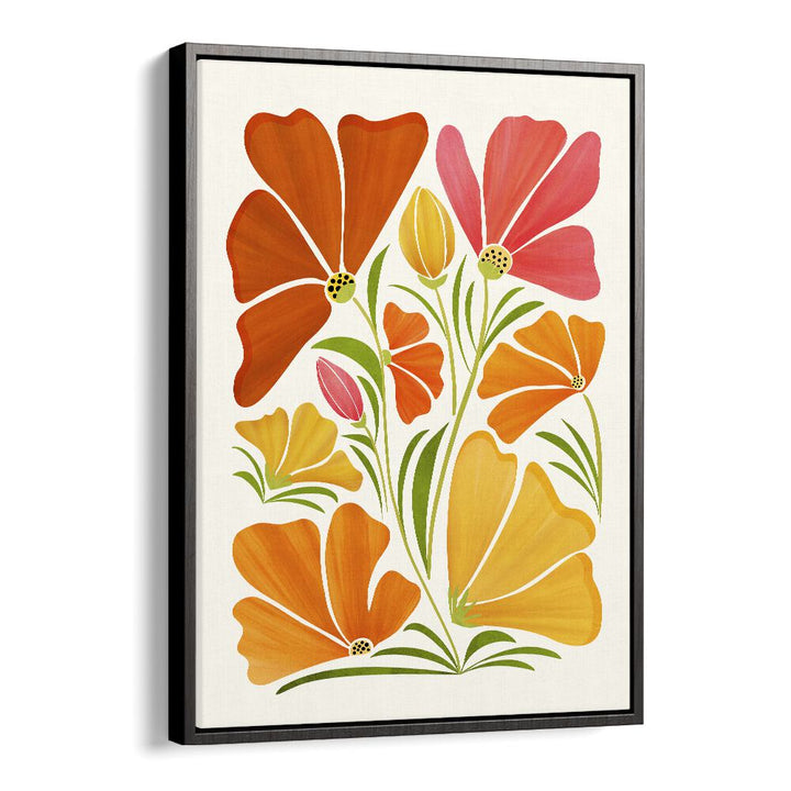 Spring Wildflowers by Kristian Gallagher Botanical Flower Paintings Floral Paintings in Black Floater Frame