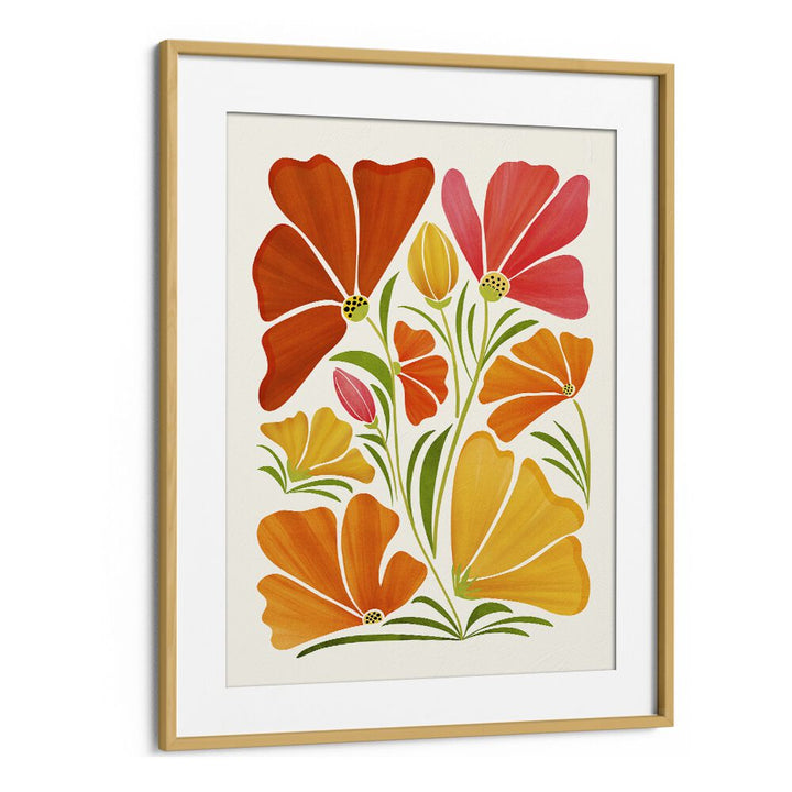 Spring Wildflowers by Kristian Gallagher Botanical Flower Paintings Floral Paintings in Oak Wood Frame With Mount