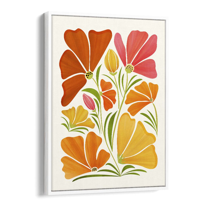 Spring Wildflowers by Kristian Gallagher Botanical Flower Paintings Floral Paintings in White Floater Frame