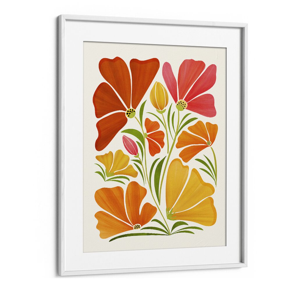 Spring Wildflowers by Kristian Gallagher Botanical Flower Paintings Floral Paintings in White Frame With Mount