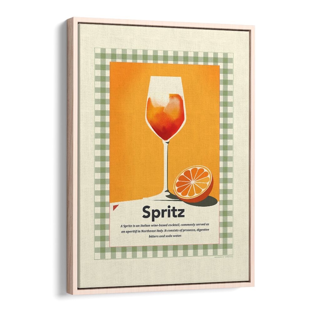 Spritz Retro Print by Studio Mandariini Kitchen Posters Kitchen Art Prints in Oak Wood Floater Frame