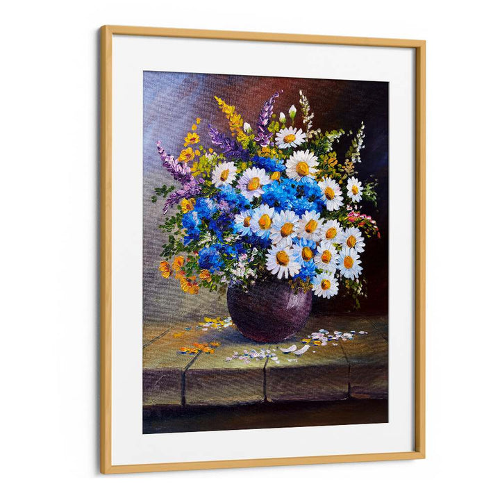 Sprouting Joy Vintage European Paintings in Oak Wood Frame With Mount