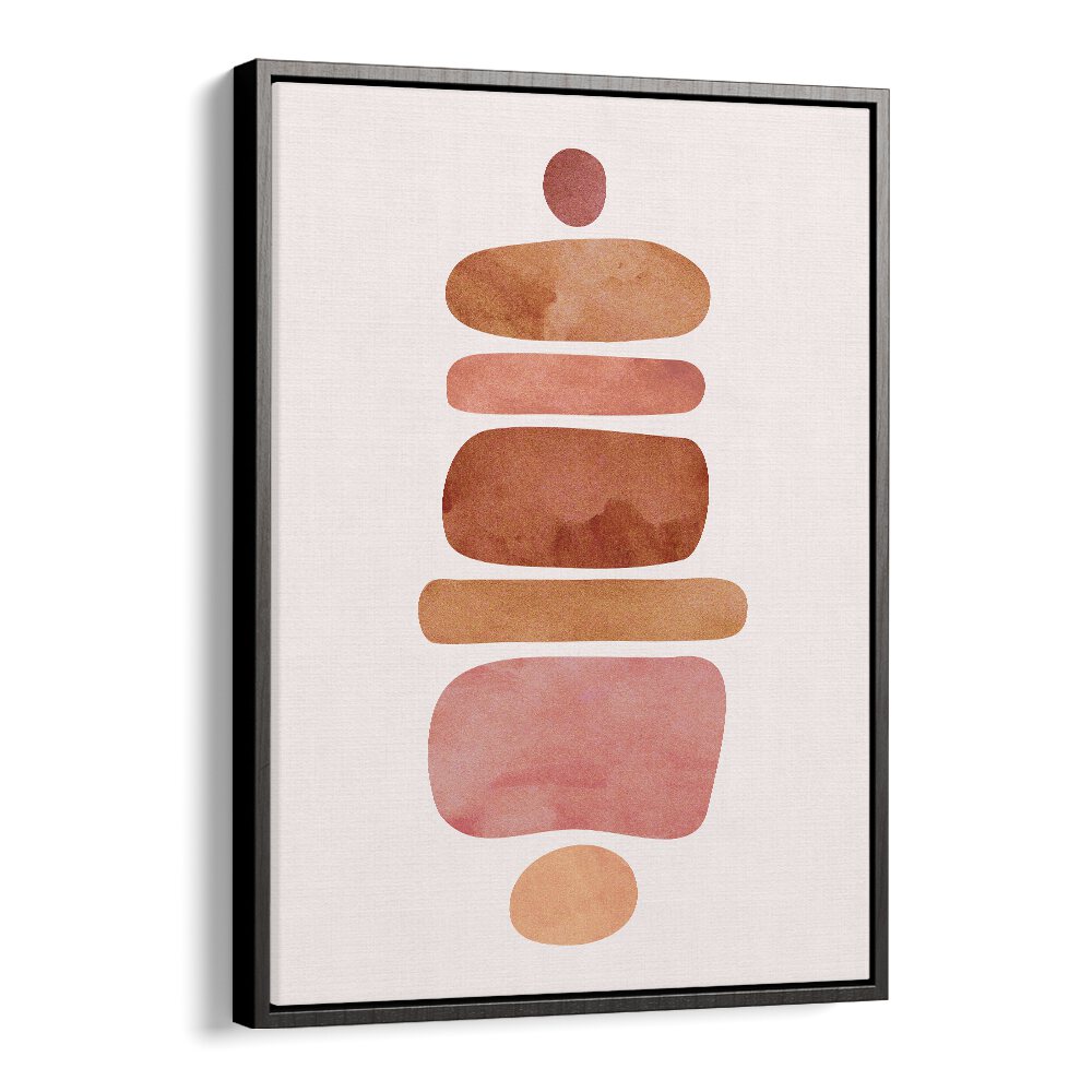 Stacked Stones by Kristian Gallagher Boho Wall Art Paintings Boho Art Prints in Black Floater Frame