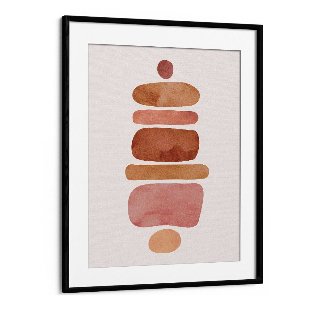 Stacked Stones by Kristian Gallagher Boho Wall Art Paintings Boho Art Prints in Black Frame With Mount