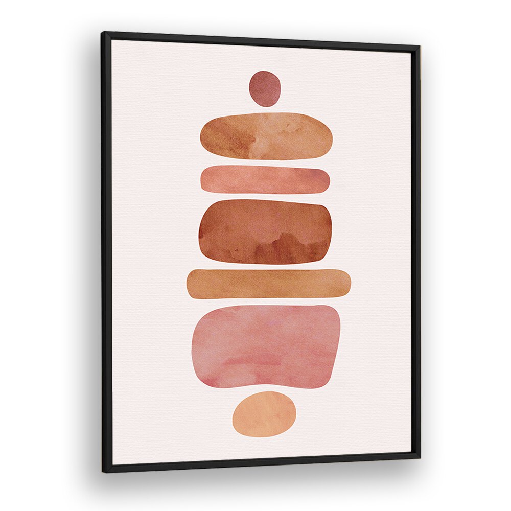 Stacked Stones by Kristian Gallagher Boho Wall Art Paintings Boho Art Prints in Black Plain Frame