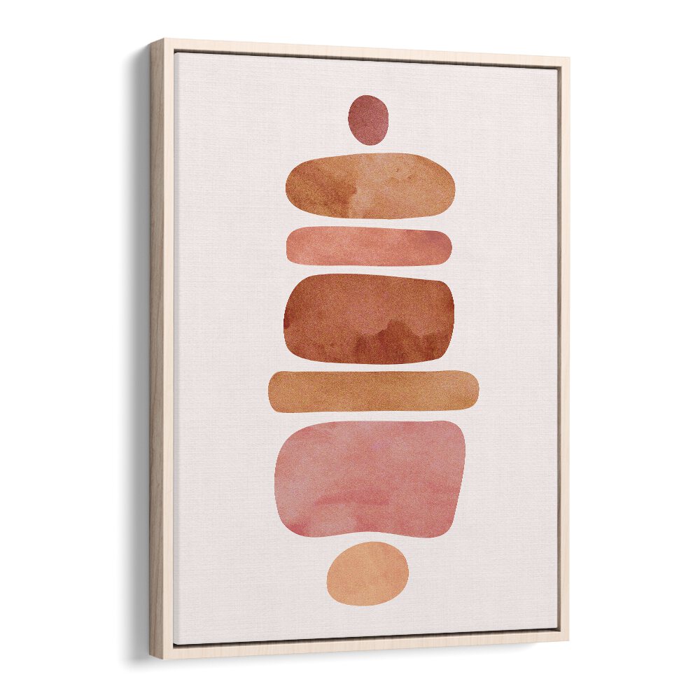 Stacked Stones by Kristian Gallagher Boho Wall Art Paintings Boho Art Prints in Oak Wood Floater Frame