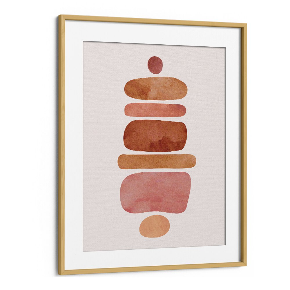 Stacked Stones by Kristian Gallagher Boho Wall Art Paintings Boho Art Prints in Oak Wood Frame With Mount