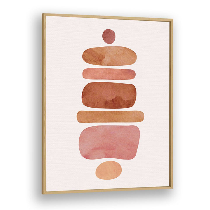 Stacked Stones by Kristian Gallagher Boho Wall Art Paintings Boho Art Prints in Oak Wood Plain Frame