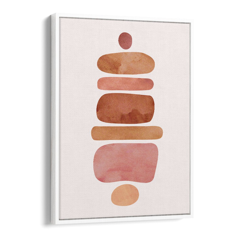 Stacked Stones by Kristian Gallagher Boho Wall Art Paintings Boho Art Prints in White Floater Frame