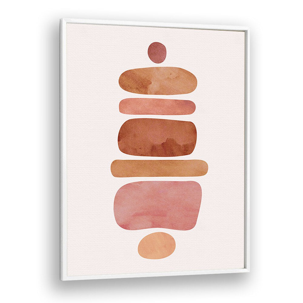 Stacked Stones by Kristian Gallagher Boho Wall Art Paintings Boho Art Prints in White Plain Frame