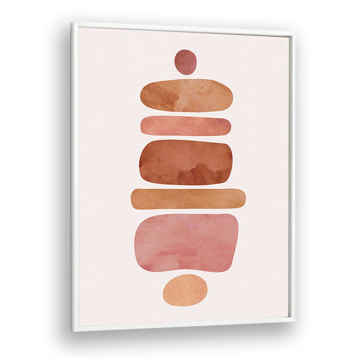 Stacked Stones by Kristian Gallagher Boho Wall Art Paintings Boho Art Prints in White Plain Frame