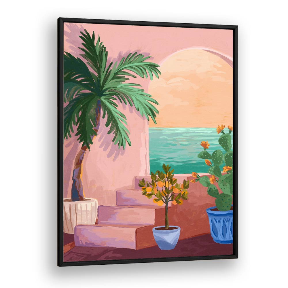 Stairway To Paradise By Goed Blauw Wall Art Prints in Black Plain Frame