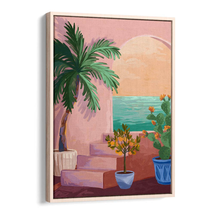 Stairway To Paradise By Goed Blauw Wall Art Prints in Oak Wood Floater Frame