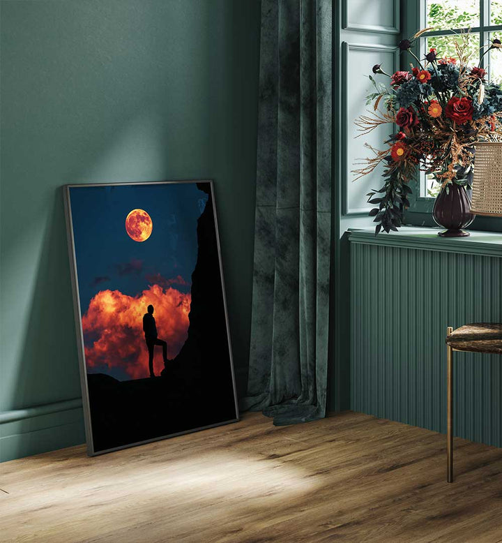 STANDING WITH MOON , SURREAL ART PRINTS