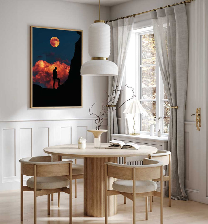 STANDING WITH MOON , SURREAL ART PRINTS