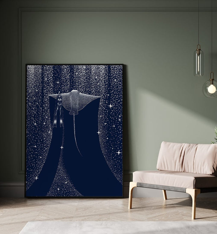 STAR COLLECTOR AND DIVER II, SURREAL ART PRINTST showcases a dreamlike scene, perfect for art lovers.