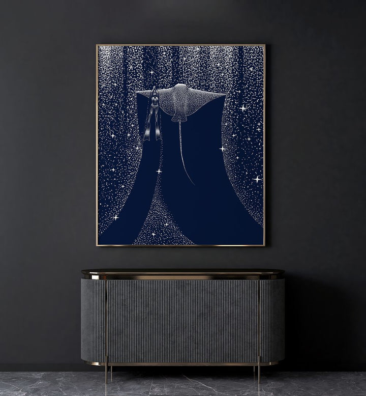 Surreal art print "STAR COLLECTOR AND DIVER II , SURREAL ART PRINTST" by Aliriza Çakır, showcasing dreamlike imagery.
