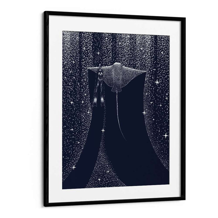 Explore the cosmic depths with STAR COLLECTOR AND DIVER II, SURREAL ART PRINTST, by artist Aliriza Çakır.