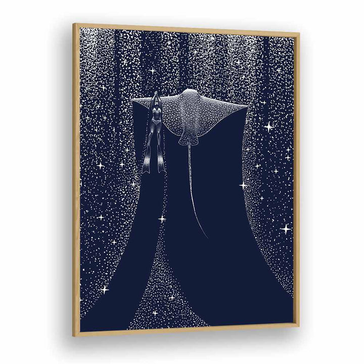 Explore the dreamlike beauty of STAR COLLECTOR AND DIVER II, SURREAL ART PRINTST by Aliriza Çakır in elegant framing.