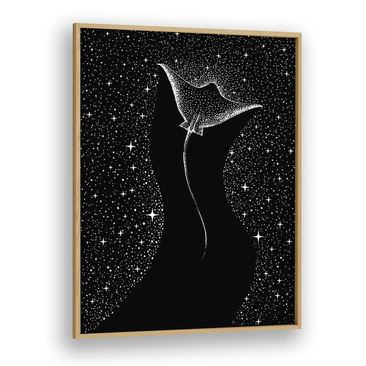 Star Collector Black Version By Aliriza Cakir Surreal Paintings Surreal Art in Oak Wood Plain Frame