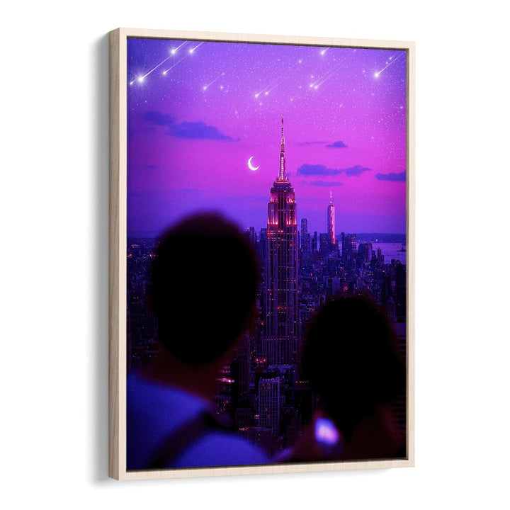 Stardust Cascade by Ritvik Takkar Surrealism in Oak Wood Floater Frame