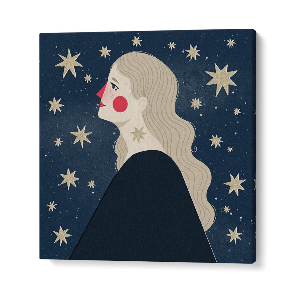 Stargazing By Julia Leister Women Illustration Paintings in Gallery Wrap