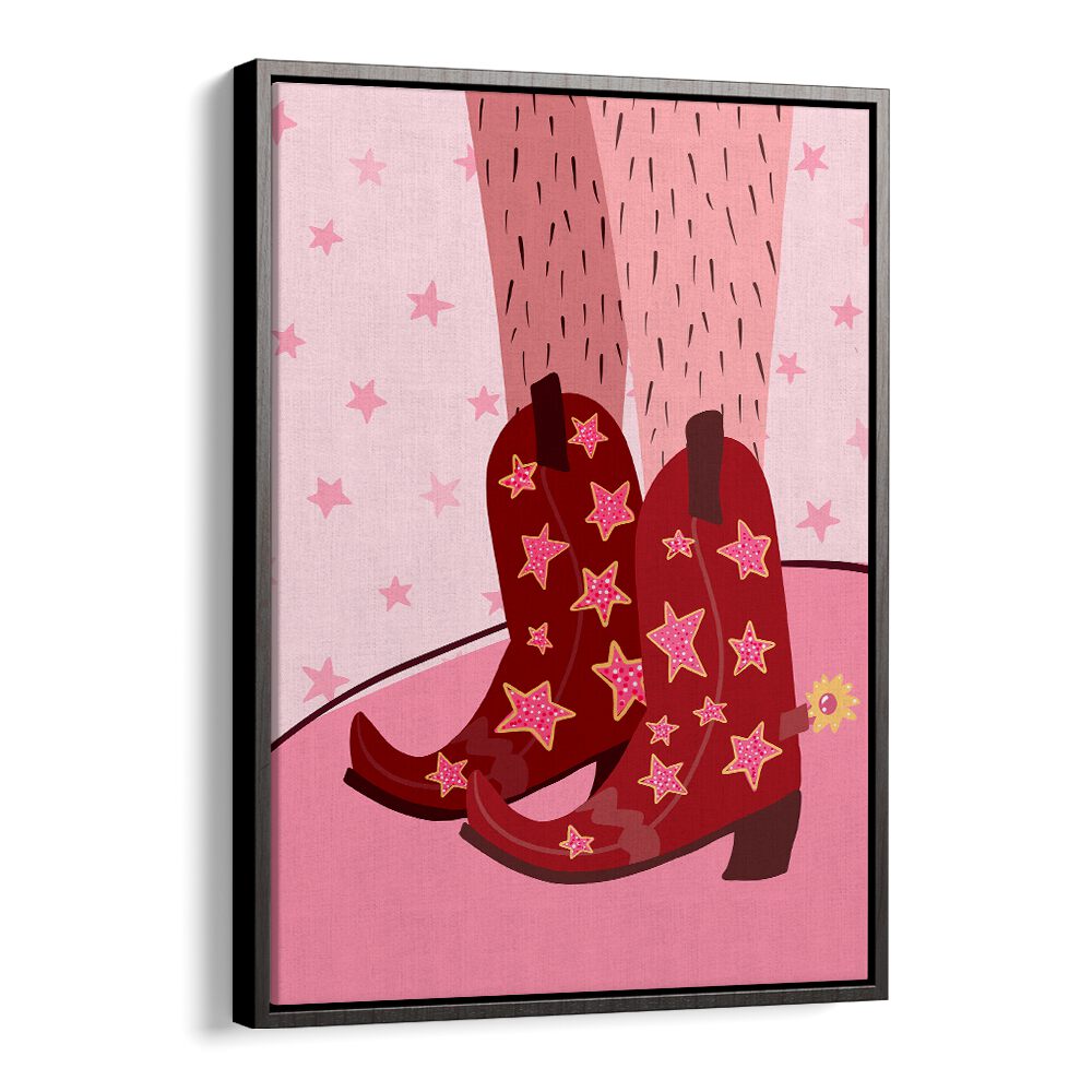 Starry Cow Girl Boots by Athene Fritsch Wall Art Prints Wall Art Printings in Black Floater Frame