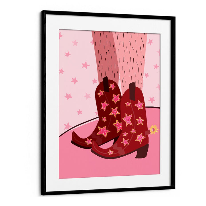 Starry Cow Girl Boots by Athene Fritsch Wall Art Prints Wall Art Printings in Black Frame With Mount