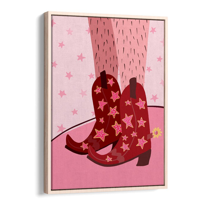 Starry Cow Girl Boots by Athene Fritsch Wall Art Prints Wall Art Printings in Oak Wood Floater Frame