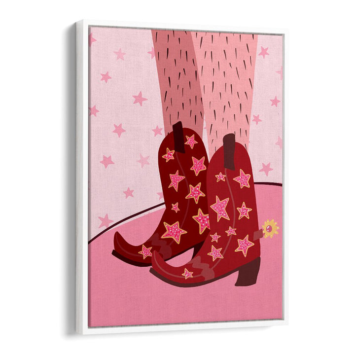 Starry Cow Girl Boots by Athene Fritsch Wall Art Prints Wall Art Printings in White Floater Frame