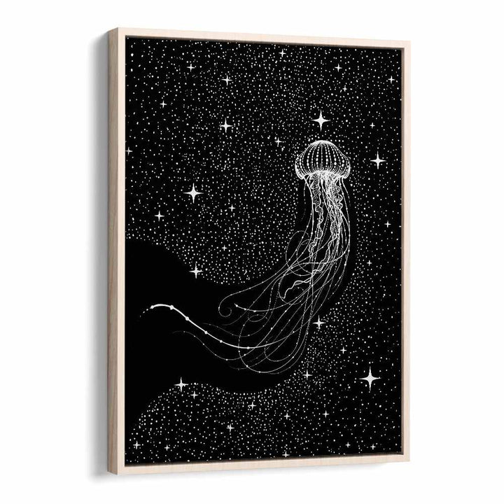 Starry Jellyfish Black Version By Aliriza Cakir Surreal Paintings Surreal Art in Oak Wood Floater Frame